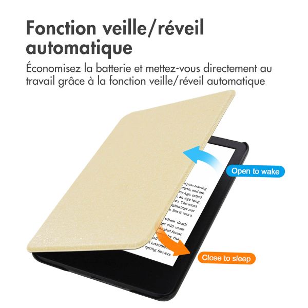 imoshion Étui de liseuse portefeuille Canvas Amazon Kindle (2024) / Amazon Kindle (2022) 11th gen - Glitter Dorée