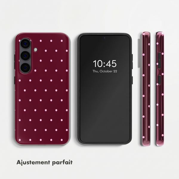 Selencia Coque arrière Vivid Samsung Galaxy S24 - Happy Dots Burgundy