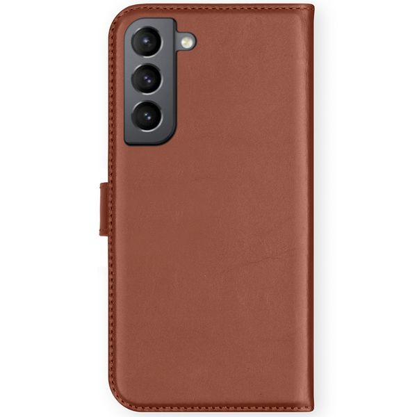 Selencia Étui portefeuille en cuir véritable Samsung Galaxy S21 FE - Marron clair