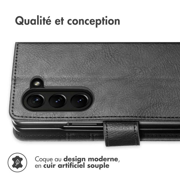 imoshion Étui de téléphone portefeuille Luxe Samsung Galaxy Z Fold 5 - Noir