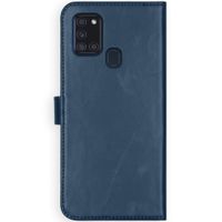 Selencia Étui portefeuille en cuir véritable Samsung Galaxy A21s - Bleu