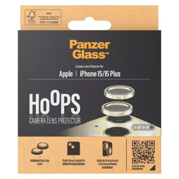 PanzerGlass Protection Caméra Hoop Optic Rings iPhone 15 / 15 Plus - Yellow