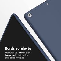 Accezz Coque tablette portefeuille Smart Silicone Apple iPad 9 (2021) 10.2 pouces / iPad 8 (2020) 10.2 pouces / iPad 7 (2019) 10.2 pouces - Bleu foncé
