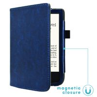 imoshion Étui de liseuse portefeuille en cuir végan Pocketbook Touch Lux 5 / HD 3 / Basic Lux 4 / Vivlio Lux 5 - Bleu foncé