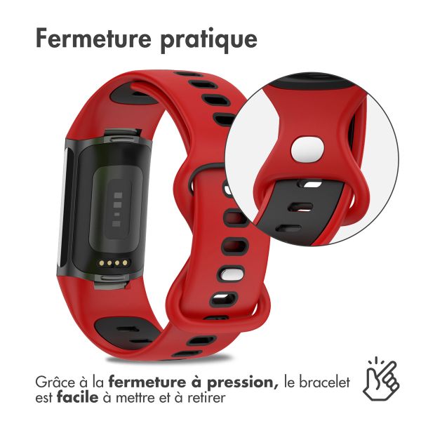 imoshion Bracelet sportif en silicone Fitbit Charge 5 / Charge 6 - Rouge / Noir