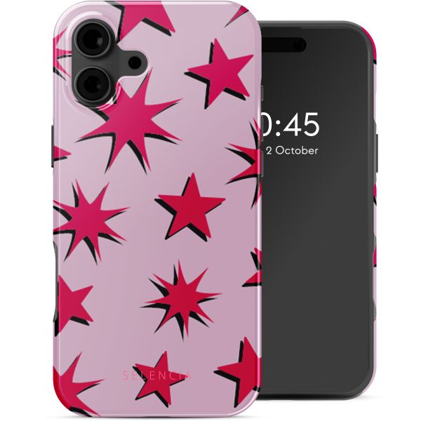 Selencia Coque arrière Vivid Tough avec MagSafe iPhone 16 - Stars Rubine Red Light Pink