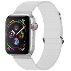 imoshion Bracelet en cuir magnétique Apple Watch Series 1 t/m 9 / SE (38/40/41 mm) | Series 10 / 11 (42 mm) - Blanc