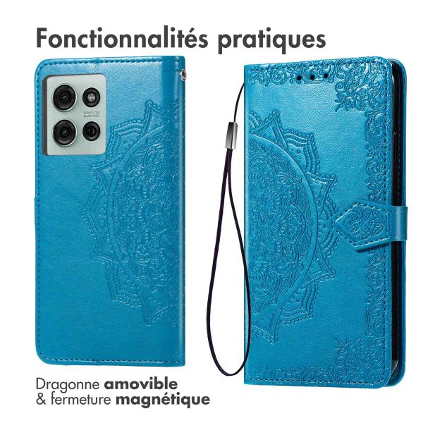 imoshion Etui de téléphone portefeuille Mandala Motorola Moto G75 5G - Turquoise