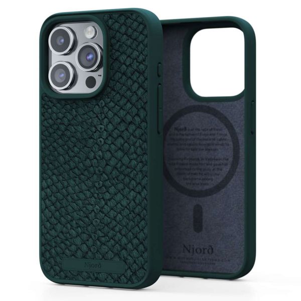 Njorð Collections Coque Salmon Leather MagSafe iPhone 15 Pro - Green