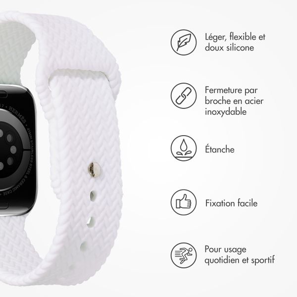 imoshion Bracelet en silicone tressé Apple Watch Series 1 à 9 / SE (38/40/41 mm) | Series 10 (42 mm) - Blanc