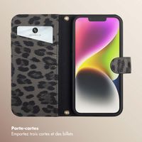 Selencia Étui de télephone portefeuille imprimé léopard Sabi Apple iPhone 14 / 13 - Midnight Black