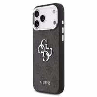Guess Coque 4G Metal Logo Backcover Apple iPhone 17 Pro Max - Silver Edge - Black