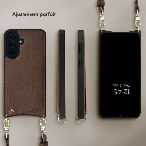 Selencia Coque de télephone Nova avec cordon et porte-cartes Samsung Galaxy A37 (5G) - Mocha Brown