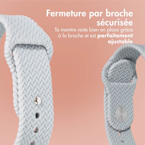 imoshion Bracelet tressé en silicone Apple Watch Series 1 t/m 9 / SE (38/40/41 mm) | Series 10 / 11 (42 mm) - Gris