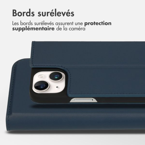 Accezz Étui de télephone Slim Folio en cuir de qualité supérieure Apple iPhone 14 - Bleu foncé
