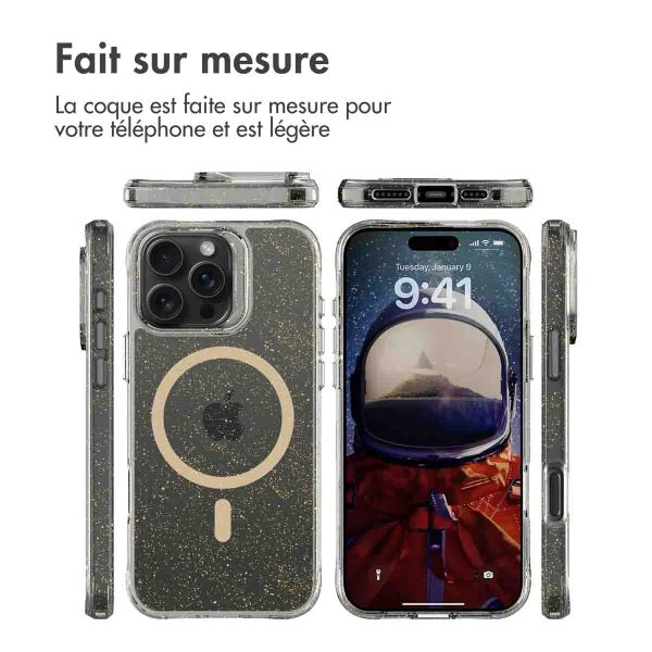 imoshion Coque arrière transparente Pailletée avec MagSafe Apple iPhone 16 Pro - Doré