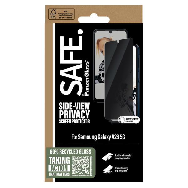 SAFE by PanzerGlass ﻿Protection d'écran Privacy Ultra-Wide Fit avec applicateur Samsung Galaxy A26