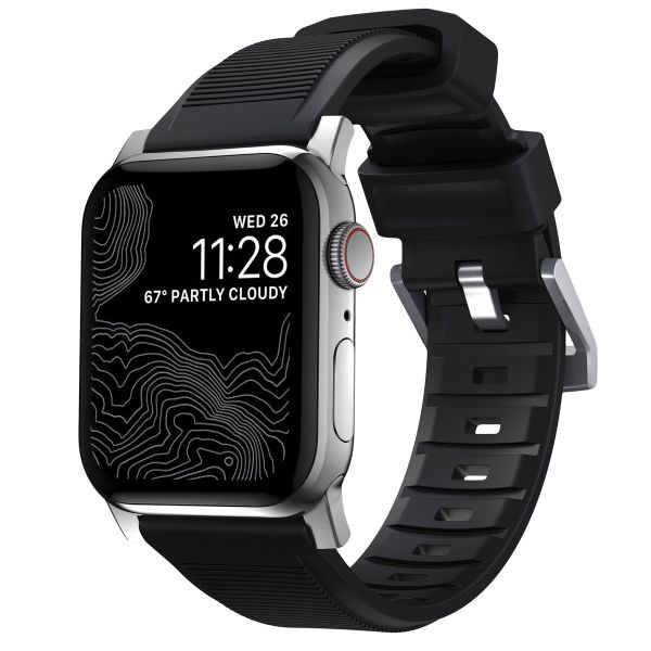 Nomad Bracelet robuste FKM Apple Watch Series 1 á 10 / SE / Ultra (2) (44/45/46/49 mm) - Argent/Noir