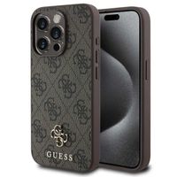 Guess Coque 4G Metal Logo MagSafe iPhone 15 - Brun