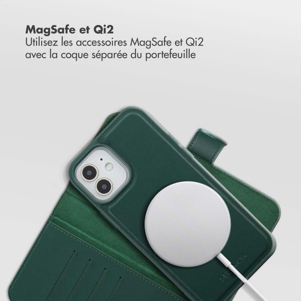 Selencia Étui portefeuille amovible Olyn avec MagSafe Apple iPhone 12 (Pro) - Vert