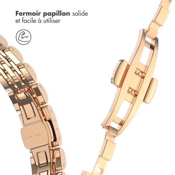 Selencia Bracelet en acier slim style Jubilee Apple Watch Series 1 t/m 9 / SE (38/40/41 mm) | Series 10 / 11 (42 mm) - Rose Doré