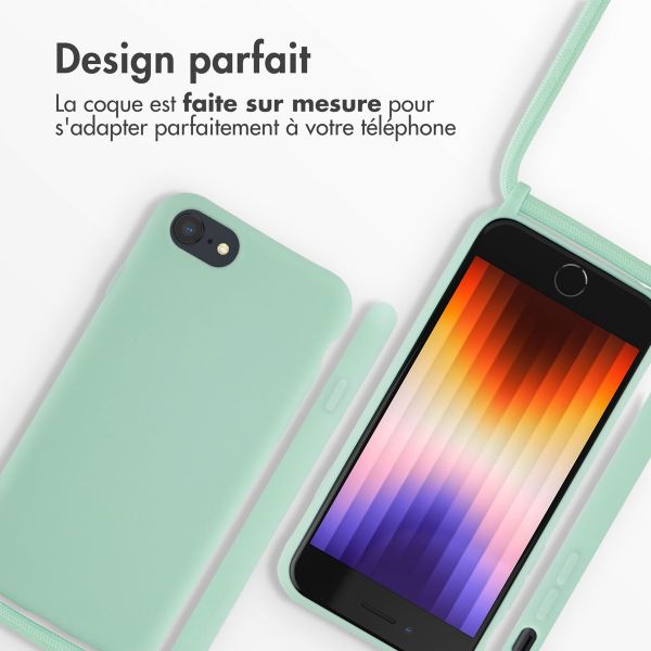 imoshion Coque en silicone avec cordon Apple iPhone SE (2022 / 2020) / 8 / 7 - Vert menthe