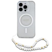 Guess MagSafe IML Glitter Case avec beads strap Apple iPhone 16 Pro - Transparent