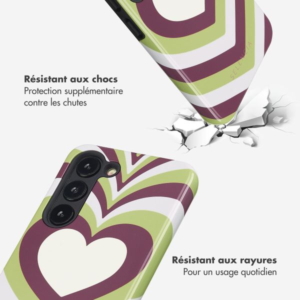 Selencia Coque arrière Vivid Tough Samsung Galaxy S23 - Double Hearts Plum Fern