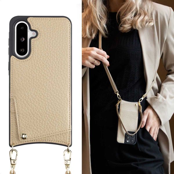 Selencia Coque arrière avec cordon et porte-cartes Nova Samsung Galaxy A36 / A56 - Beige