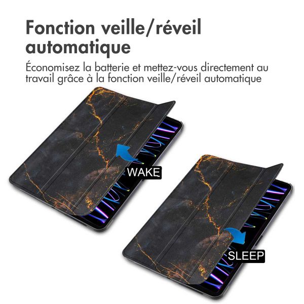 imoshion Coque tablette Design Trifold Apple iPad Pro 11 (2022/2021) - Black Marble