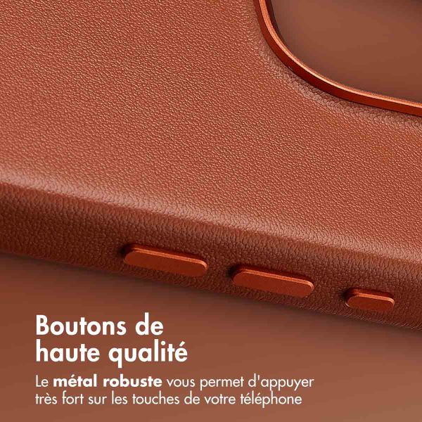 Accezz Coque arrière en cuir avec MagSafe Apple iPhone 16 Pro - Sienna Brown