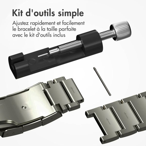 Accezz Bracelet en acier Titane mat  - Connexion Garmin 26 mm - Titanium