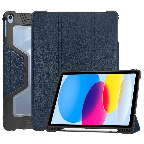 Accezz Coque tablette Rugged Trifold Apple iPad 11 (2025) 11 pouces A16 / iPad 10 (2022) 10.9 pouces - Bleu foncé