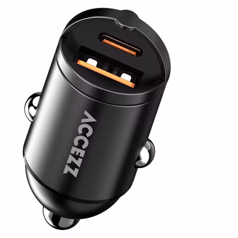 Accezz Chargeur de voiture | Chargeur rapide avec 2 ports - USB-A 30 watts + USB-C 65 watts - Noir