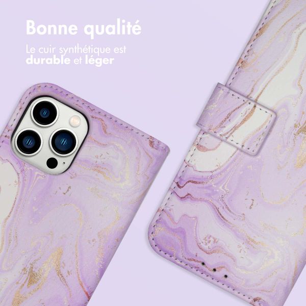 imoshion Étui de télephone portefeuille Design Apple iPhone 12 (Pro) - Purple Marble