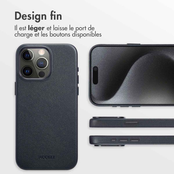 Accezz Coque arrière en cuir avec MagSafe Apple iPhone 15 Pro Max - Onyx Black