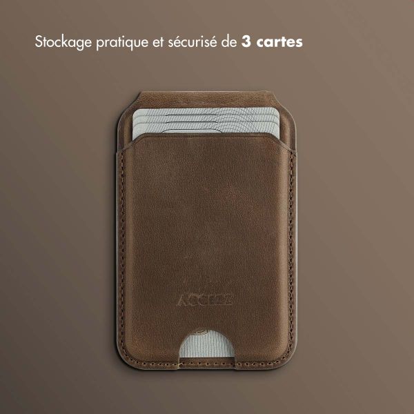 Accezz Porte-cartes MagSafe en cuir vintage avec support - Rustic Brown