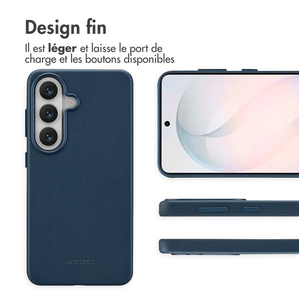Accezz Coque arrière en cuir avec MagSafe Samsung Galaxy S26 - Nightfall Blue