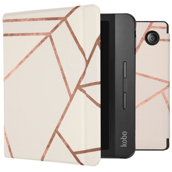 imoshion ﻿Design Slim Hard Sleepcover avec support Kobo Libra H2O - White Graphic