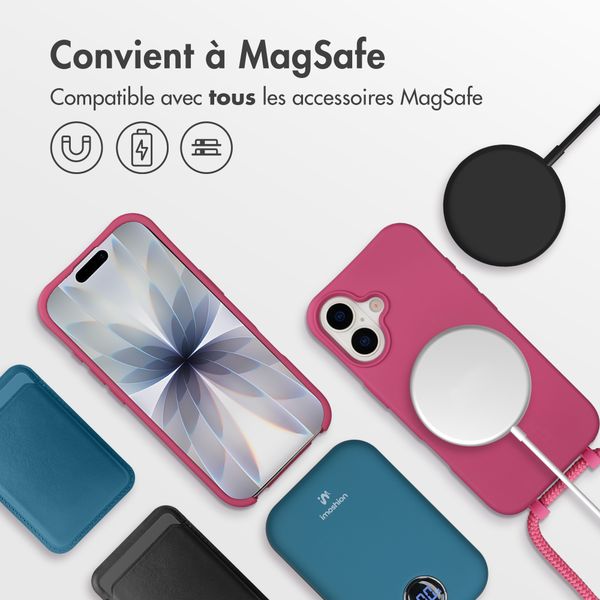 imoshion Coque arrière Color avec cordon amovible et MagSafe Apple iPhone 17 - Raspberry