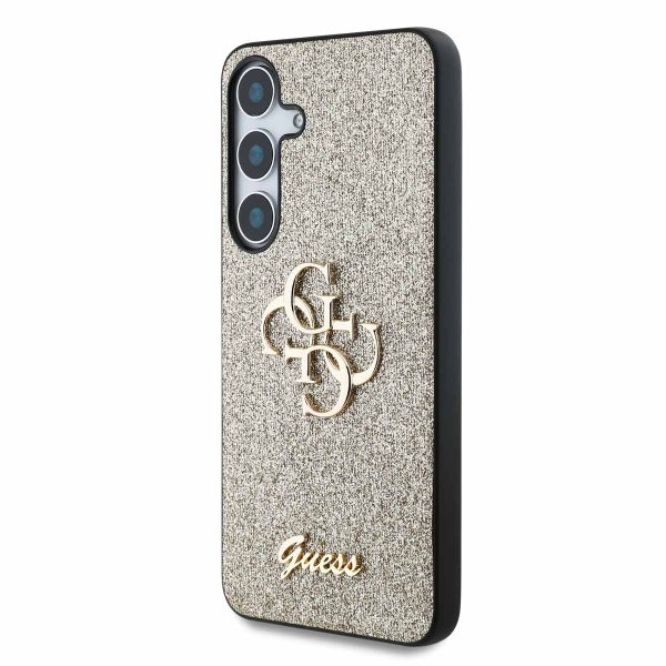 Guess Coque 4G Metal Logo Glitter Samsung Galaxy S25 Plus - Doré