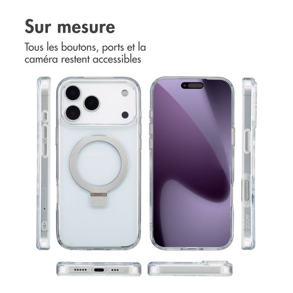 Accezz Coque Ring Stand avec MagSafe Apple iPhone 17 Pro Max - Transparent