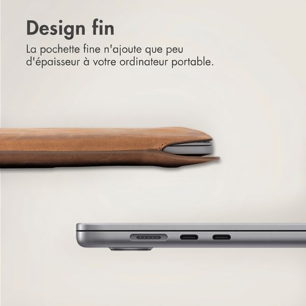 Accezz Leather Pochette ordinateur Apple MacBook 13 pouces - Cognac
