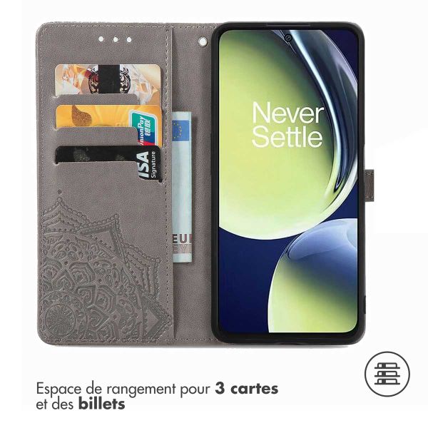 imoshion Etui de téléphone portefeuille Mandala OnePlus Nord CE 3 / CE 3 Lite - Gris