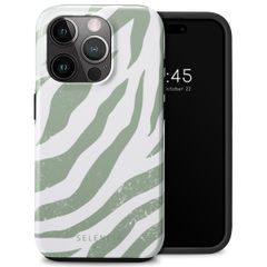 Selencia Coque arrière Vivid Apple iPhone 15 Pro - Colorful Zebra Sage Green