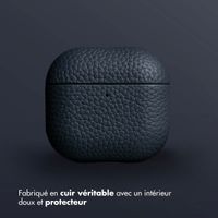 Accezz Coque en Cuir véritable Apple AirPods 4 - Bleu foncé