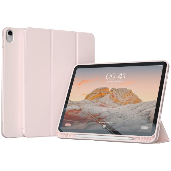 Accezz Coque tablette portefeuille Smart Silicone iPad 10 (2022) 10.9 pouces - Rose