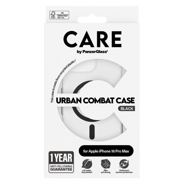 PanzerGlass Coque CARE Urban Combat MagSafe iPhone 16 Pro Max - Transparent / Noir