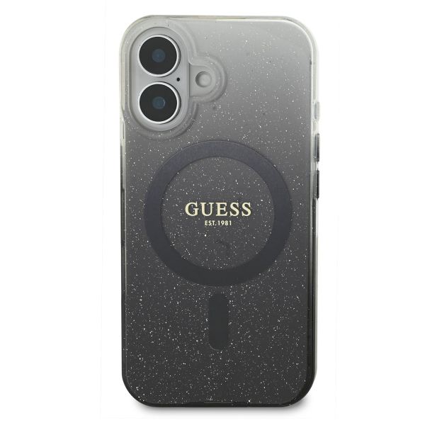 Guess Coque MagSafe IML Glitter Gradient Apple iPhone 16 - Noir