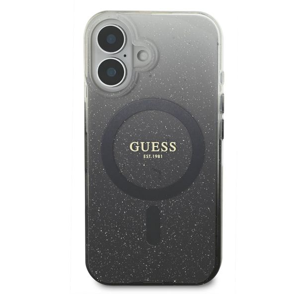 Guess Coque MagSafe IML Glitter Gradient iPhone 16 - Black